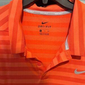 Nike Dri-Fit Striped Polo in Bright Orange